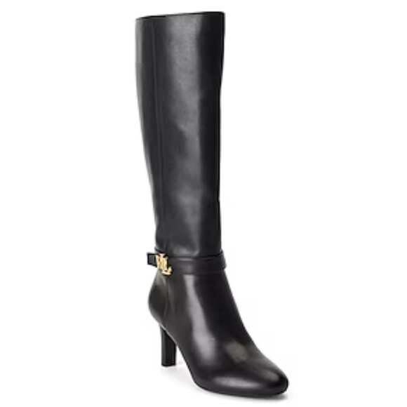 NWB Ralph Lauren Ardington Calfskin Leather Boots Size 6B Black - Picture 2 of 14